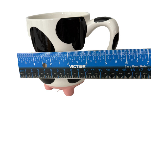 Udderly Cow 20 Oz Ceramic Hand Painted Mug Trendy Farmhouse Gift Pink Black - Picture 6 of 8